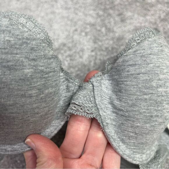 DKNY T-Shirt Bra 34A Gray Push-Up Back Closure Convertible Padded Lace - Picture 2 of 11